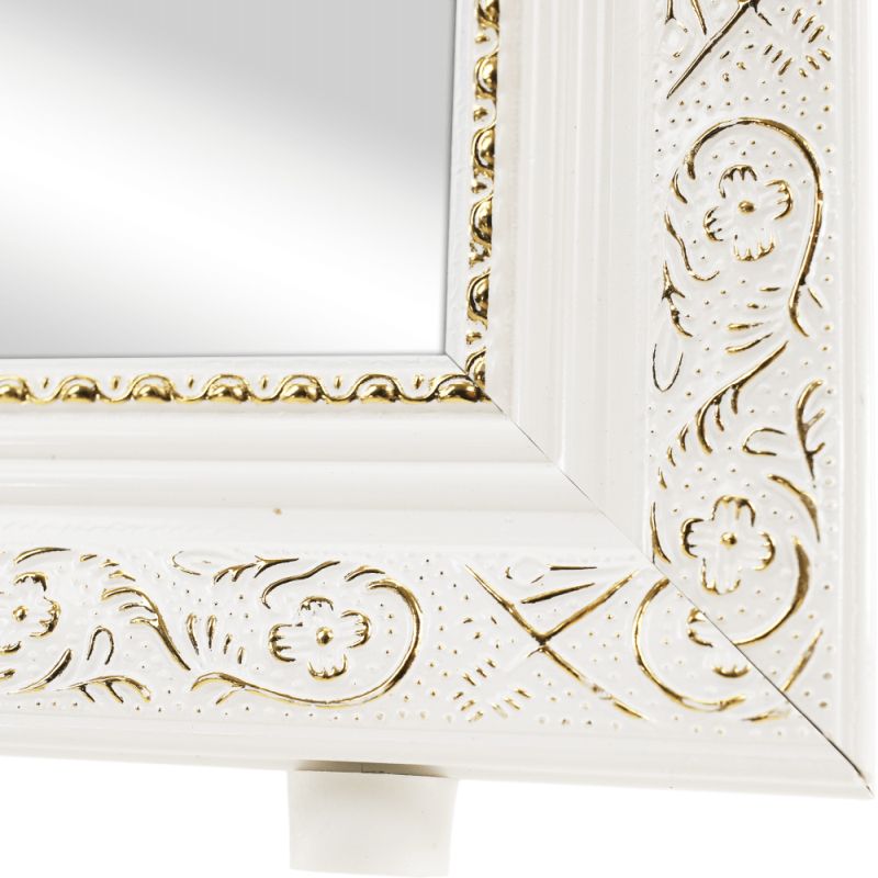 Stojanové zrkadlo, 40x150cm, biele, zlatý ornament, LAVAL