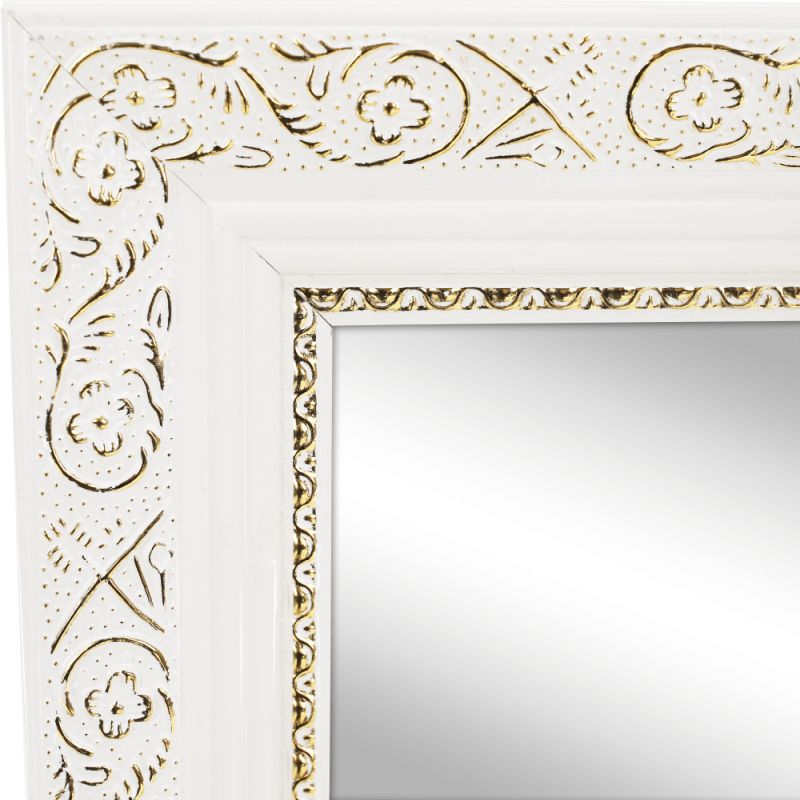 Stojanové zrkadlo, 40x150cm, biele, zlatý ornament, LAVAL