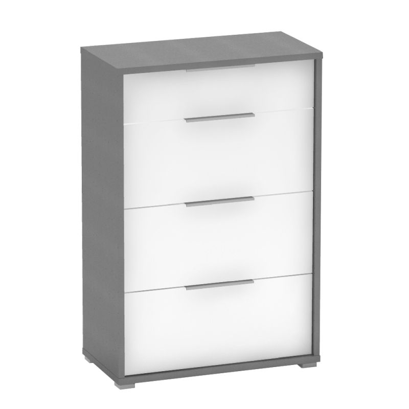 Komoda so šuplíkmi, 75cm, grafit, biela, RIOMA NEW TYP 22