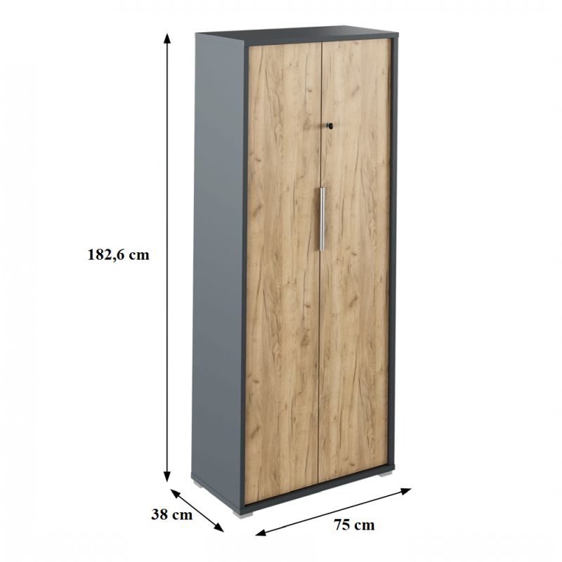 Skriňa so zámkom, 75cm, grafit, dub artisan, RIOMA NEW TYP 31