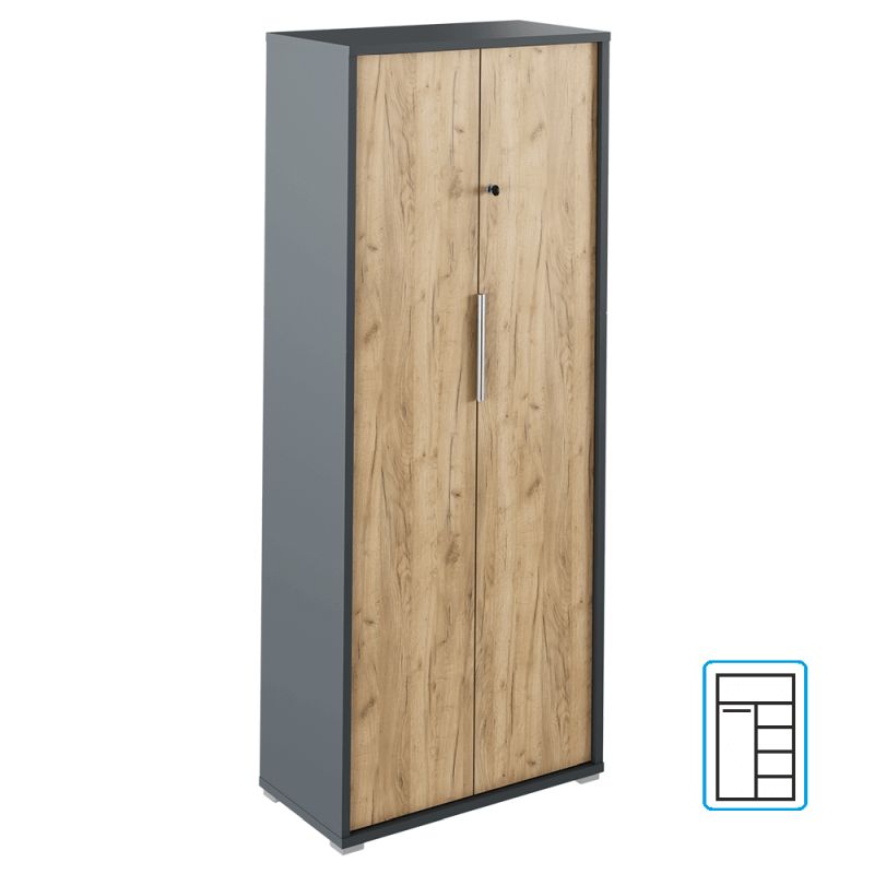Skriňa so zámkom, 75cm, grafit, dub artisan, RIOMA NEW TYP 31
