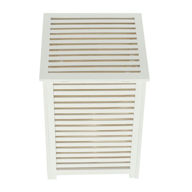 Kôš na bielizeň, 40cm, bambus biely, béžová látka, BASKET