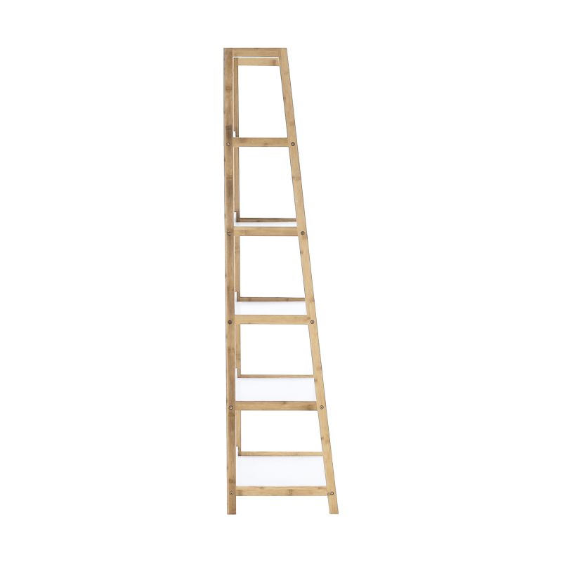 Regál, 63cm, 5-policový, biely, prírodný, KOEN TYP 3
