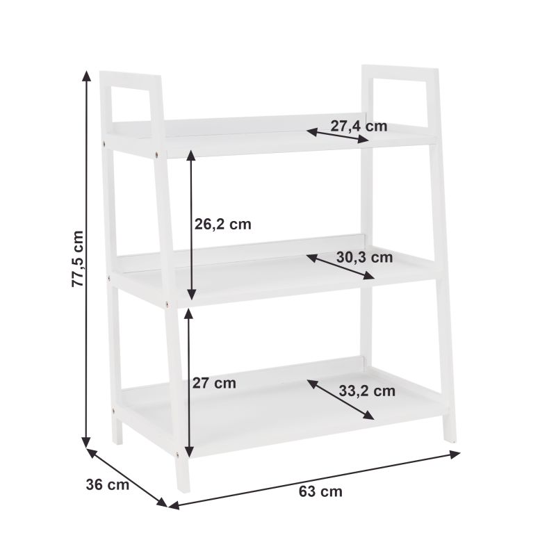 Regál, 63cm, 3-policový, biely, REON TYP 1