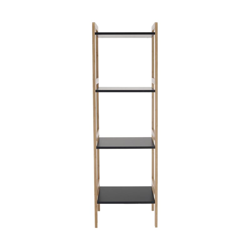 Regál, 34cm, 4-policový, prírodný, čierny, NAOKO