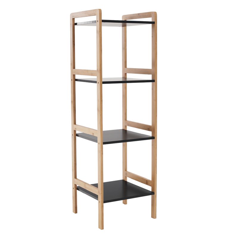 Regál, 34cm, 4-policový, prírodný, čierny, NAOKO