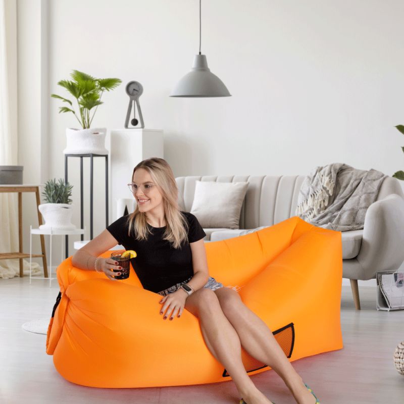 Nafukovací sedací vak, oranžový, LEBAG
