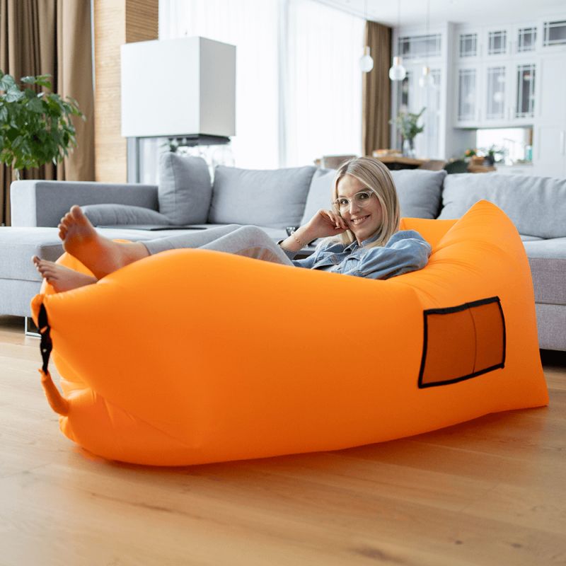 Nafukovací sedací vak, oranžový, LEBAG
