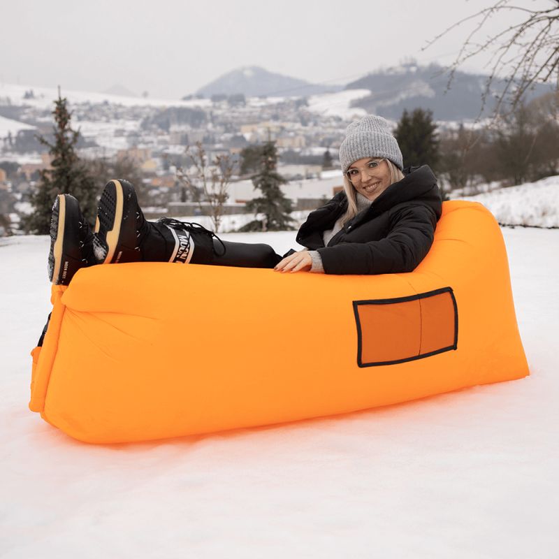 Nafukovací sedací vak, oranžový, LEBAG