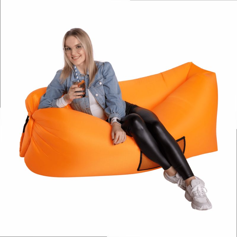 Nafukovací sedací vak, oranžový, LEBAG