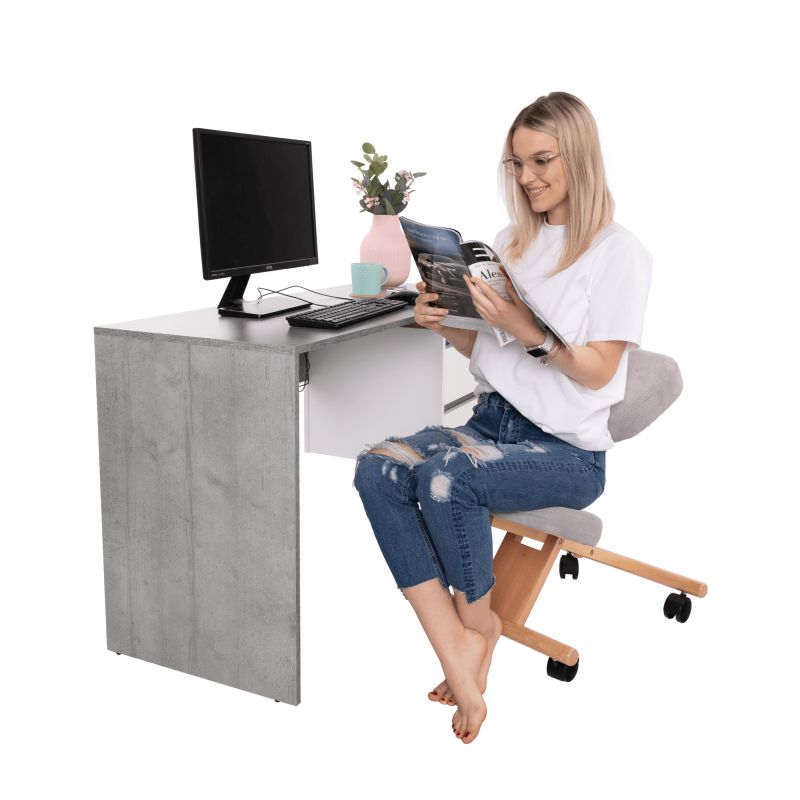 Ergonomická kľakačka, sivohnedá Taupe látka, buk, FLONET