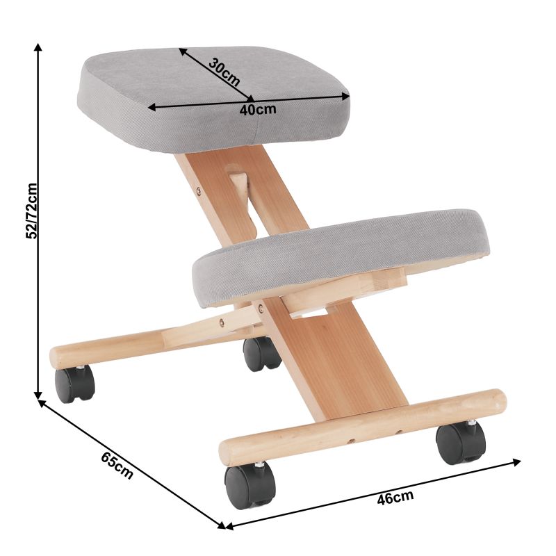 Ergonomická kľakačka, sivohnedá Taupe látka, buk, FLONET
