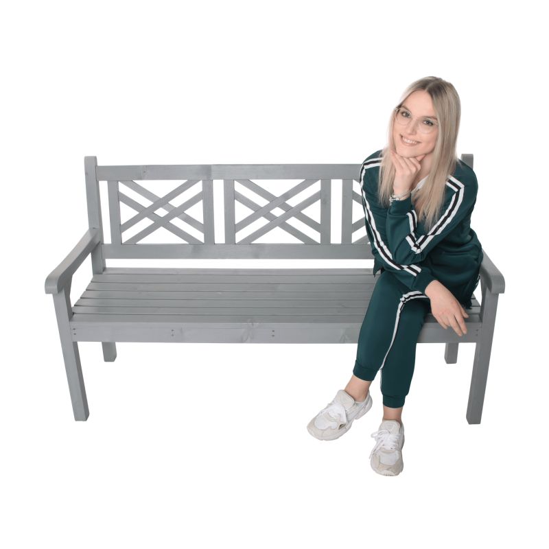 Záhradná lavička, 150cm, masív, sivý, FABLA