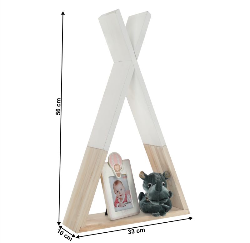 Polička, 33cm, detská, biela, prírodná, JOLI