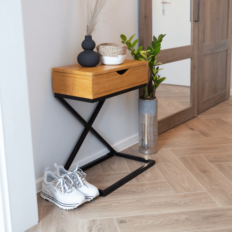 Príručný, nočný stolík, 50cm, dub, čierny, VIRED