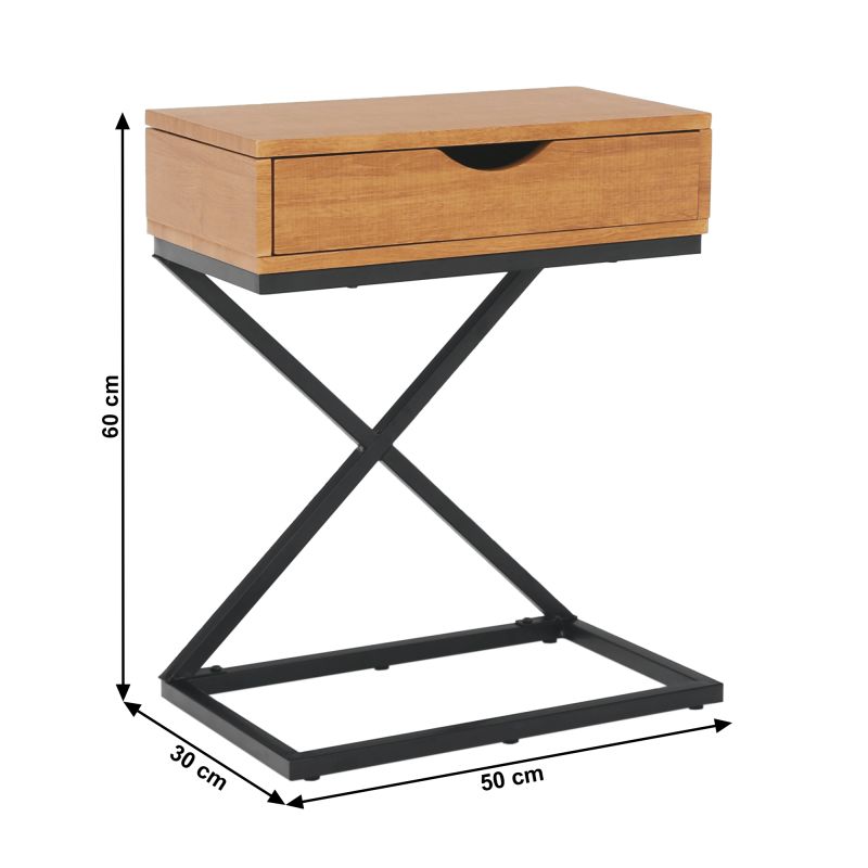 Príručný, nočný stolík, 50cm, dub, čierny, VIRED