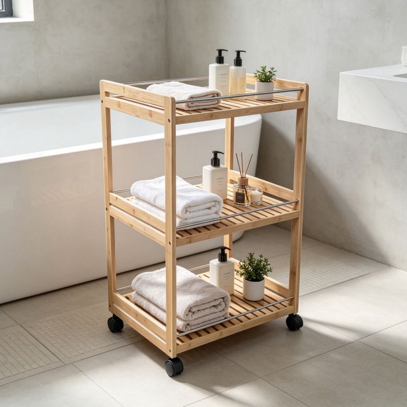 Servírovací vozík, 47cm, prírodný, bambus, NASHY