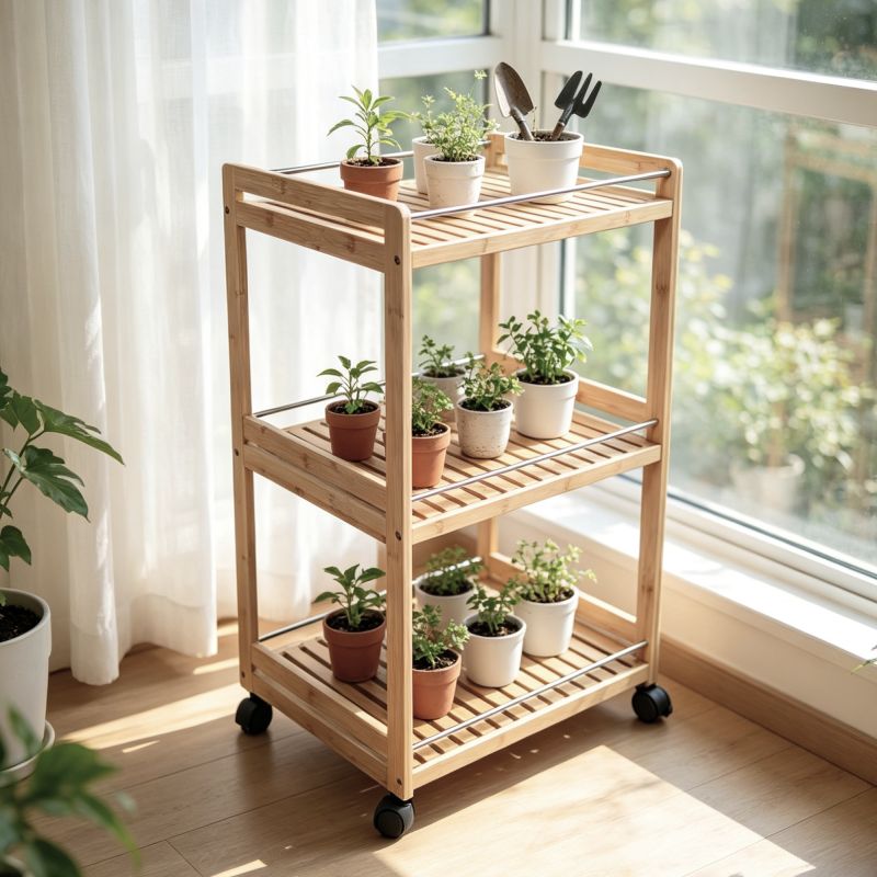 Servírovací vozík, 47cm, prírodný, bambus, NASHY
