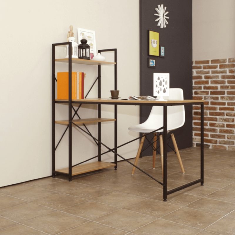 PC stôl, 120x60cm, viacúčelový stôl, dub, čierny, VEINA
