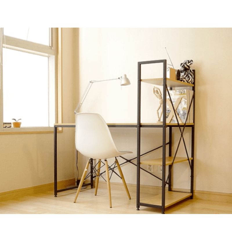 PC stôl, 120x60cm, viacúčelový stôl, dub, čierny, VEINA
