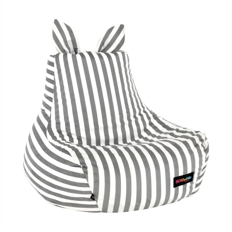 Sedací vak, 50cm, biela, sivá látka, LAPIN