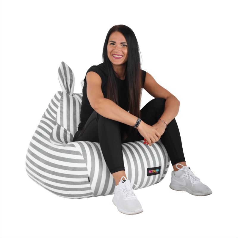 Sedací vak, 50cm, biela, sivá látka, LAPIN