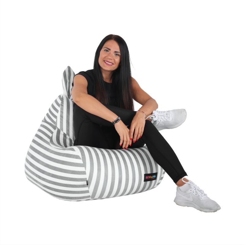 Sedací vak, 50cm, biela, sivá látka, LAPIN