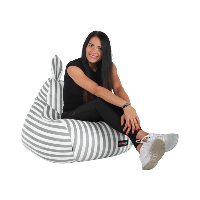 Sedací vak, 50cm, biela, sivá látka, LAPIN