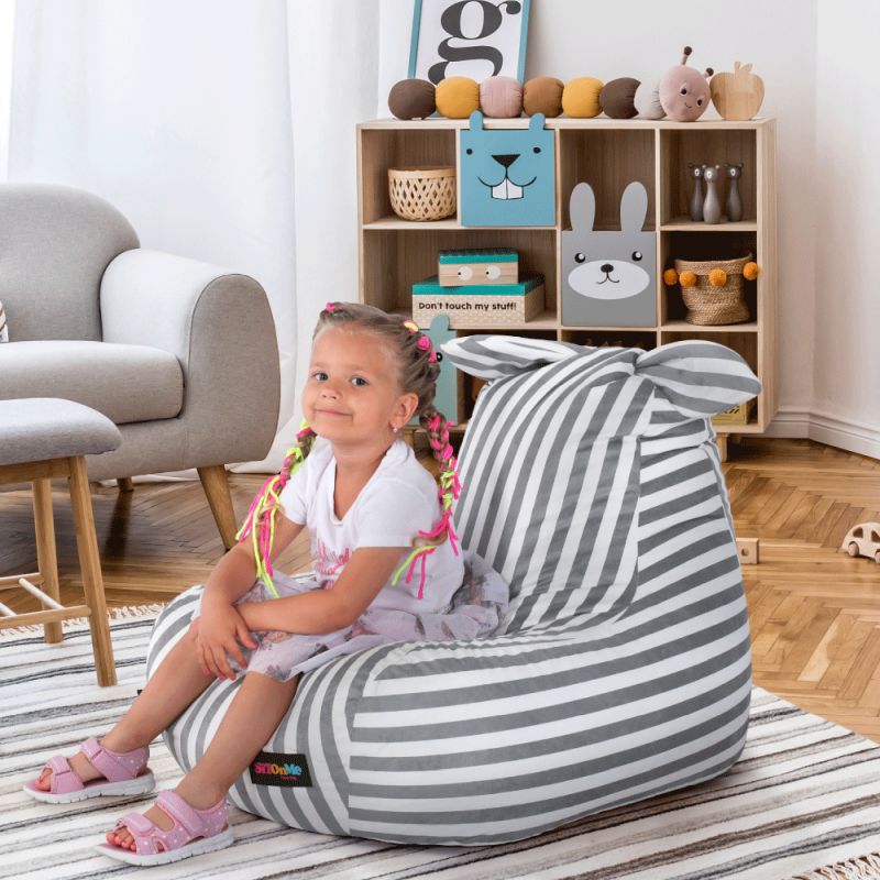 Sedací vak, 50cm, biela, sivá látka, LAPIN