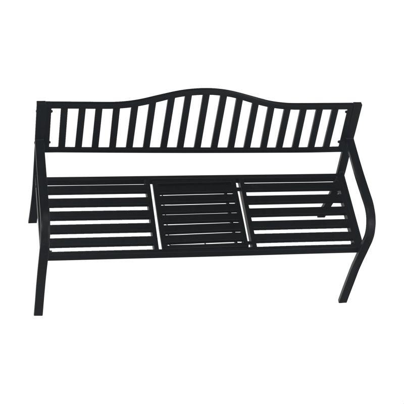 Záhradná lavička, so stolíkom, 150 cm, kov, čierna, DAGNO
