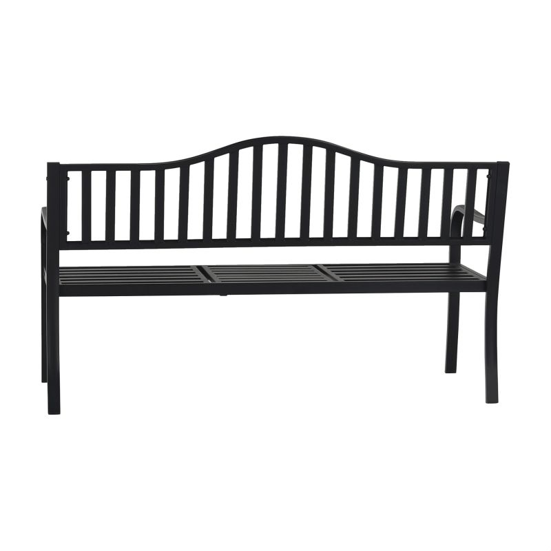 Záhradná lavička, so stolíkom, 150 cm, kov, čierna, DAGNO