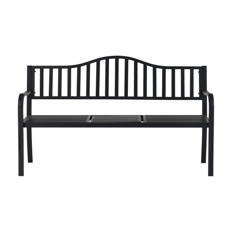 Záhradná lavička, so stolíkom, 150 cm, kov, čierna, DAGNO