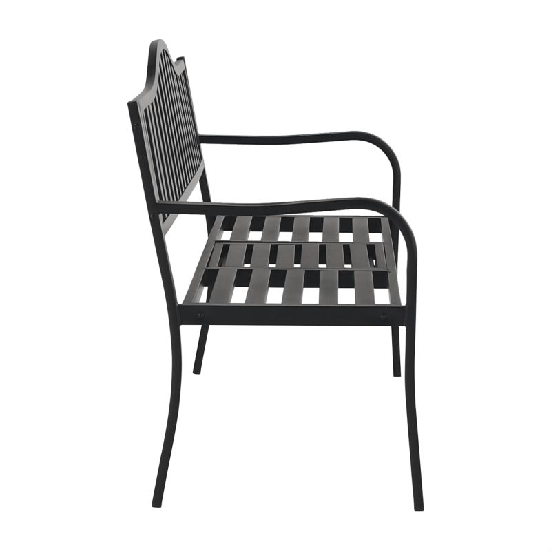 Záhradná lavička, so stolíkom, 150 cm, kov, čierna, DAGNO