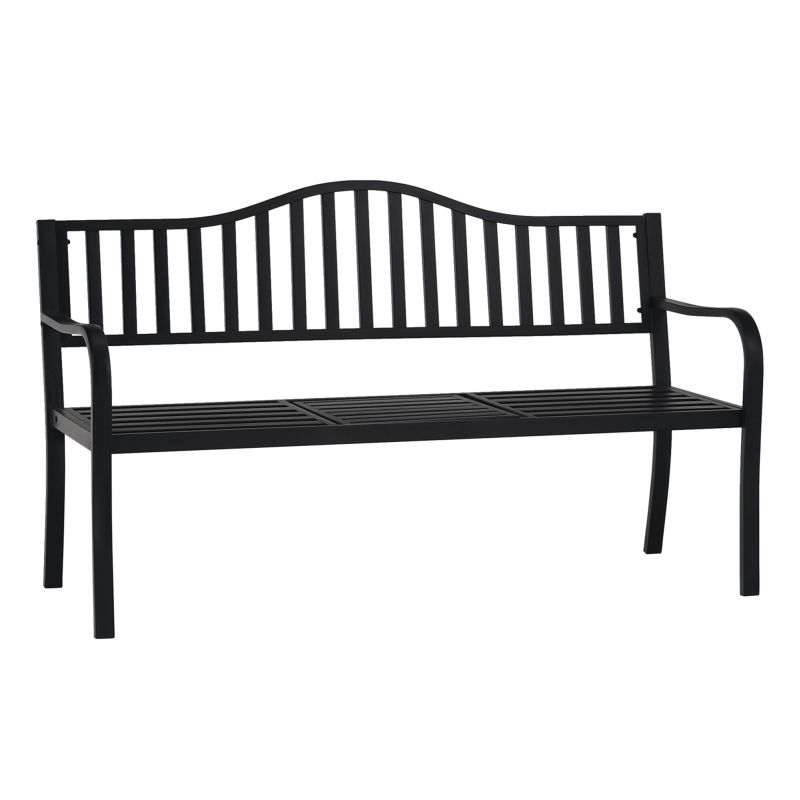 Záhradná lavička, so stolíkom, 150 cm, kov, čierna, DAGNO