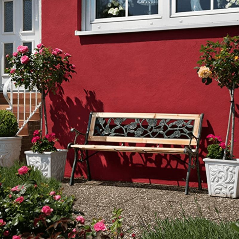 Záhradná lavička, 126cm, kov čierny, masív prírodný, FAIZA