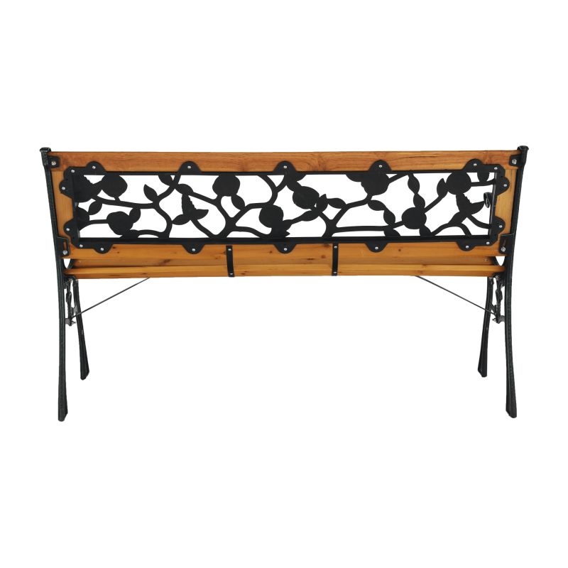 Záhradná lavička, 126cm, kov čierny, masív prírodný, FAIZA