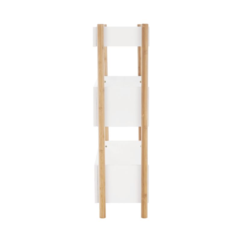 3-poličkový regál, 60cm, bambus, prírodný, biely, BALTIKA TYP 2