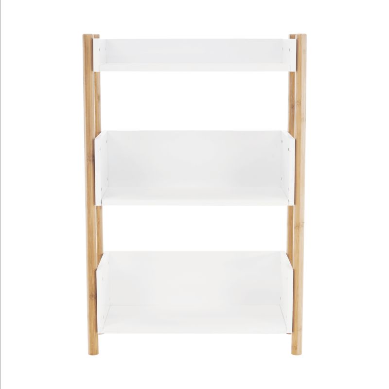 3-poličkový regál, 60cm, bambus, prírodný, biely, BALTIKA TYP 2