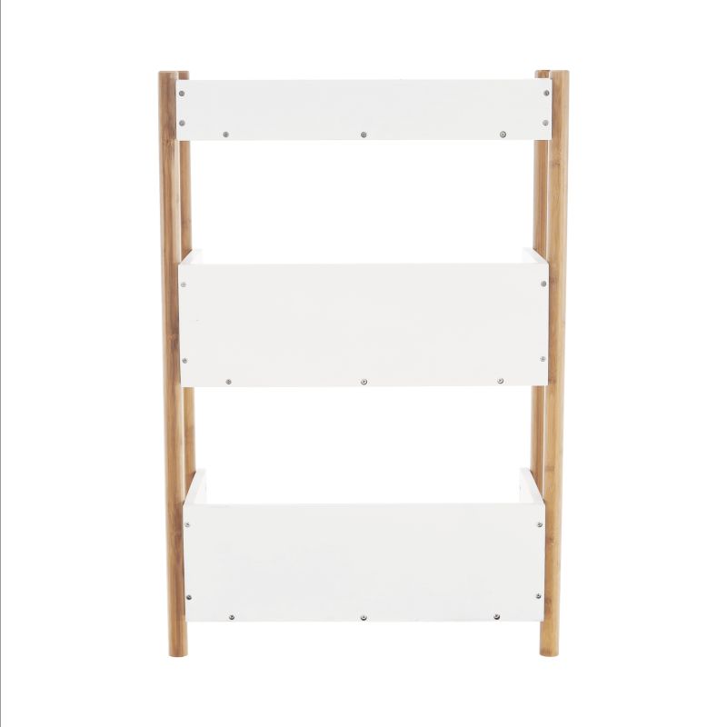 3-poličkový regál, 60cm, bambus, prírodný, biely, BALTIKA TYP 2