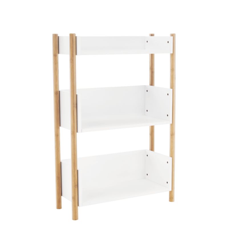 3-poličkový regál, 60cm, bambus, prírodný, biely, BALTIKA TYP 2