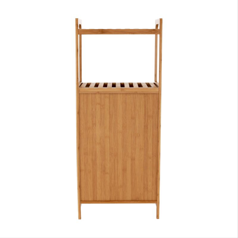 Kôš na bielizeň, 40cm, bambus prírodný, sivá látka, KERI NEW