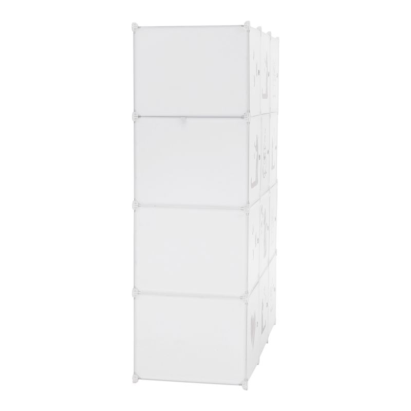 Detská modulárna skriňa, 107cm, biela, hnedý vzor, KITARO