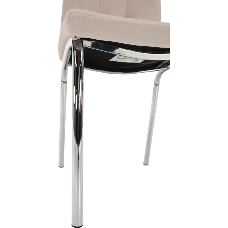 Jedálenská stolička, béžová Dulux Velvet látka, nohy chróm, GERDA NEW