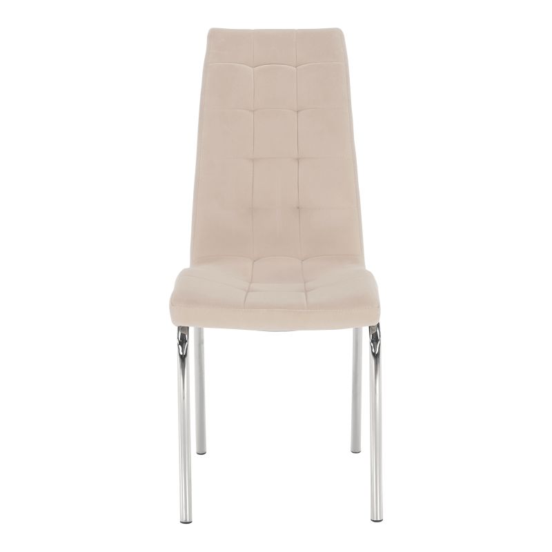 Jedálenská stolička, béžová Dulux Velvet látka, nohy chróm, GERDA NEW