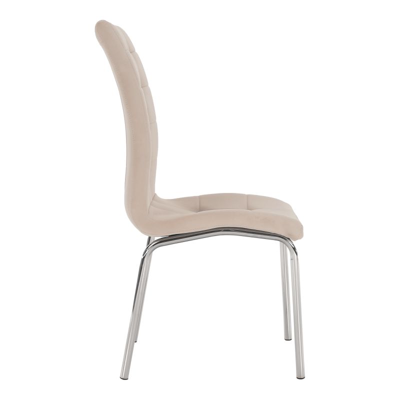 Jedálenská stolička, béžová Dulux Velvet látka, nohy chróm, GERDA NEW