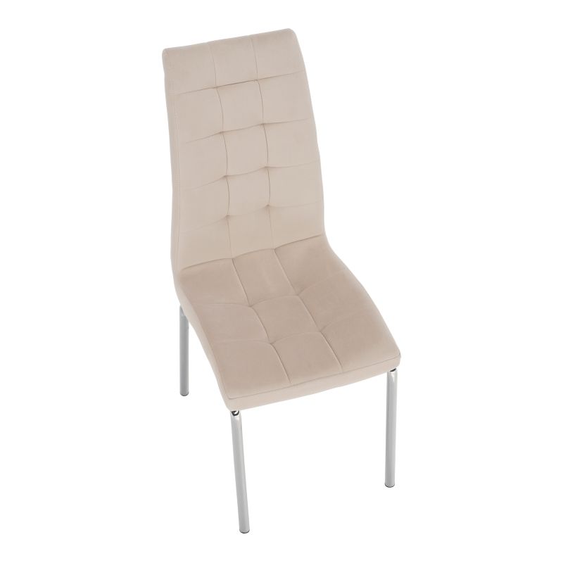 Jedálenská stolička, béžová Dulux Velvet látka, nohy chróm, GERDA NEW