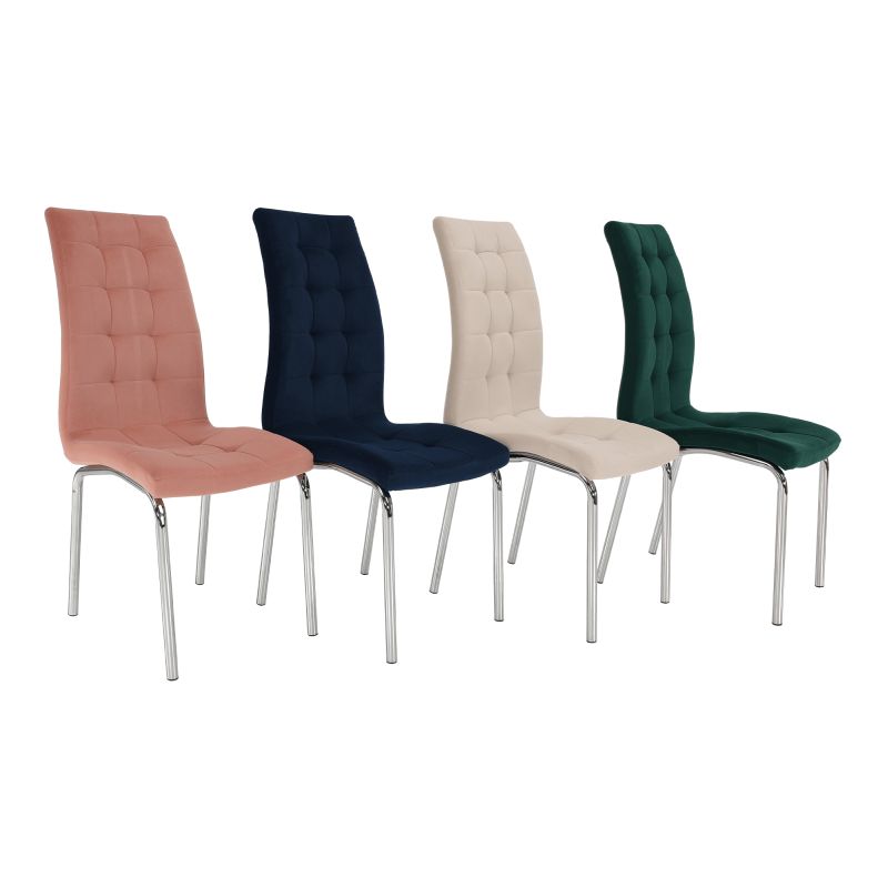 Jedálenská stolička, béžová Dulux Velvet látka, nohy chróm, GERDA NEW