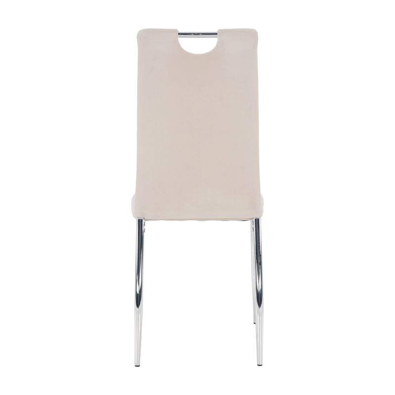 Jedálenská stolička, béžová Dulux Velvet látka, nohy chróm, OLIVA NEW