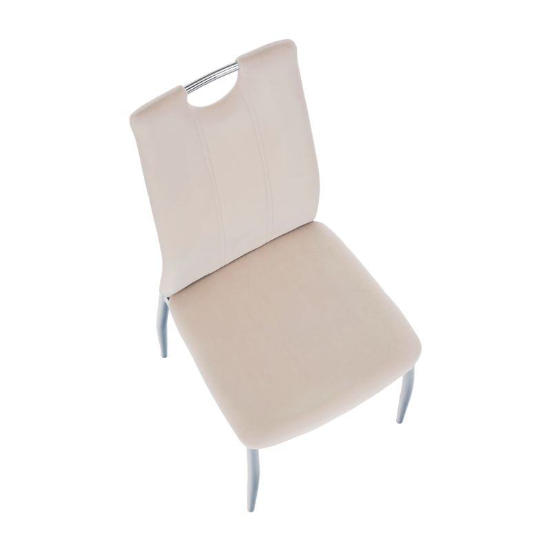 Jedálenská stolička, béžová Dulux Velvet látka, nohy chróm, OLIVA NEW