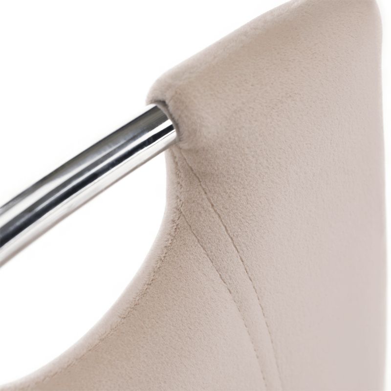 Jedálenská stolička, béžová Dulux Velvet látka, nohy chróm, OLIVA NEW